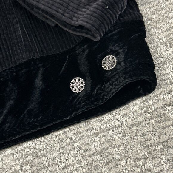 J Jill Corduroy Jacket Womens Medium Tall Velvet Trim Black Button Front Pockets - Picture 5 of 7